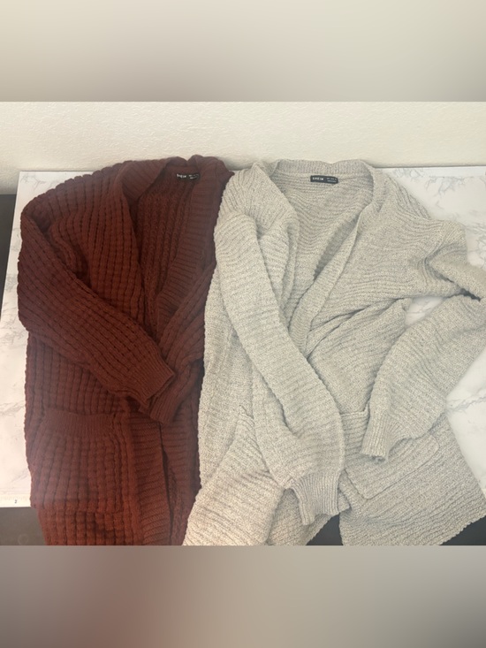 SHEIN Sweaters - Chunky knit style Cardigan Sweater Womens S Brown Gray Long Pockets Lot Of 2